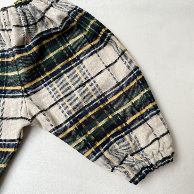 Tartan flanel pants - Navy/green