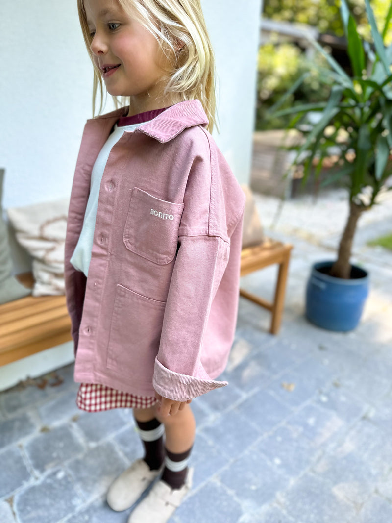 Corduroy collar worker jacket - Dusty pink