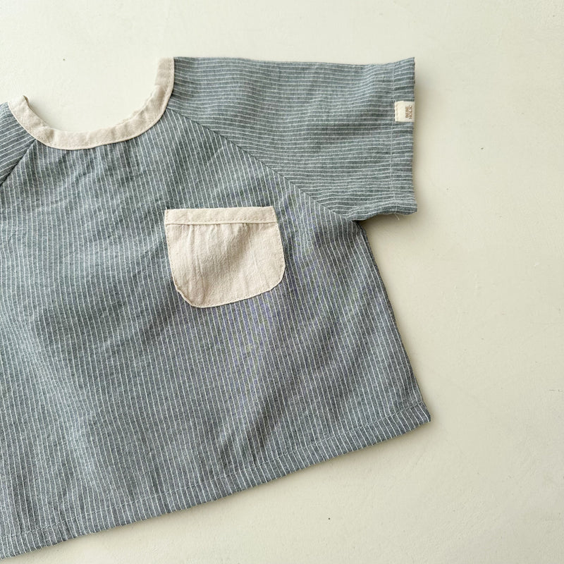 Woven pocket tee - Grey stripe