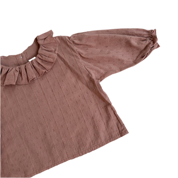 Cotton frill blouse - Terracotta