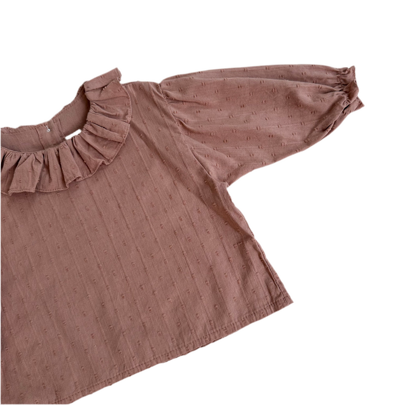Cotton frill blouse - Terracotta