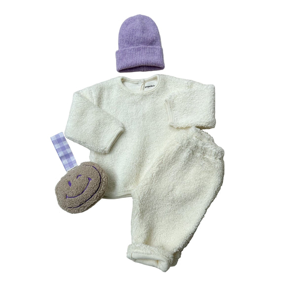 Fine knitted wool beanie - Lilac