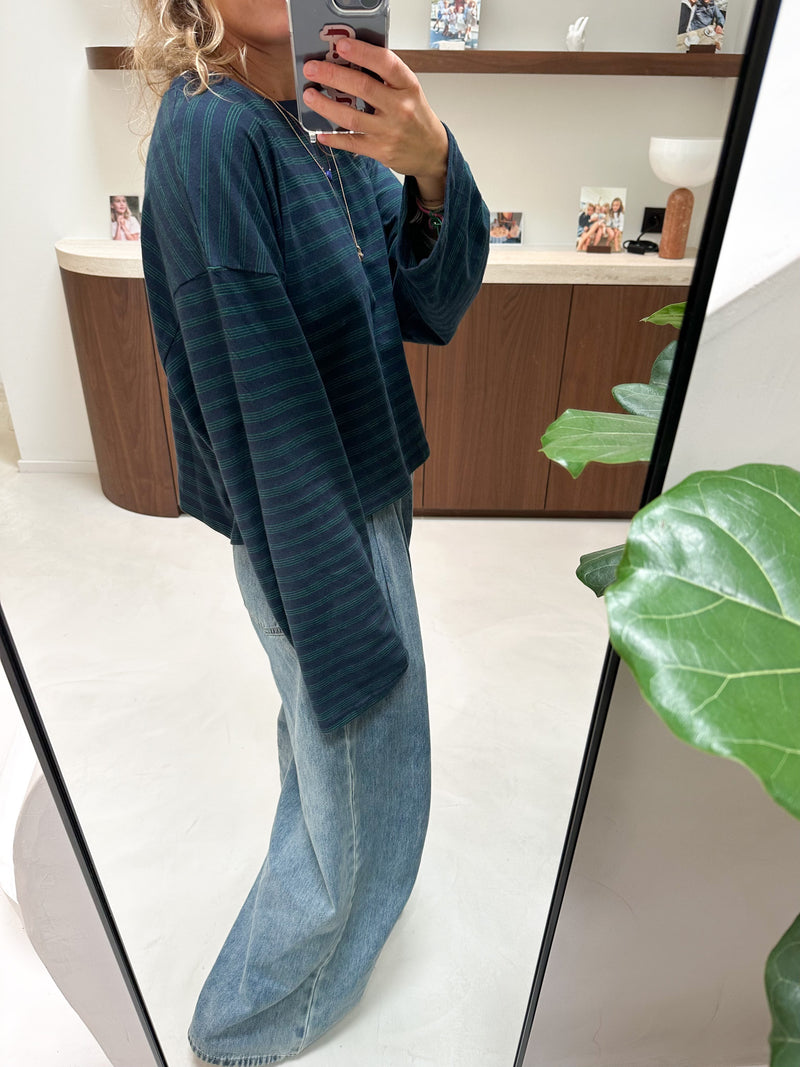 Dore crop tee women - Navy/green