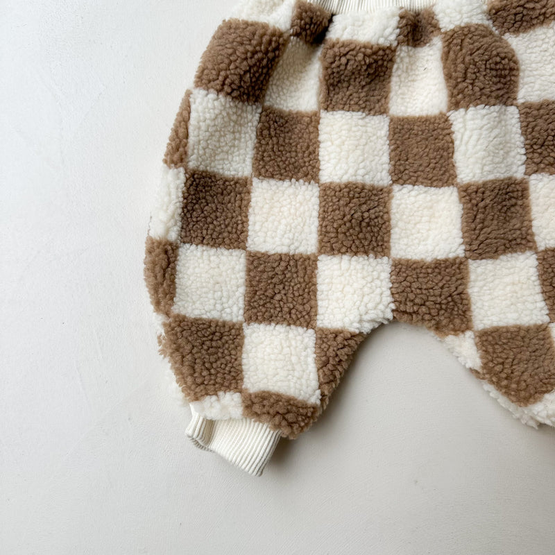 Bebe checkered teddy pants - Beige