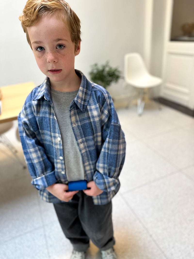 Flannel check overshirt - Blue mix