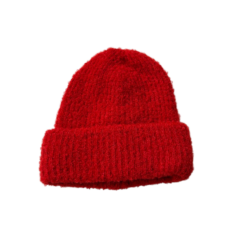 Wool mix bouclé beanie - Red