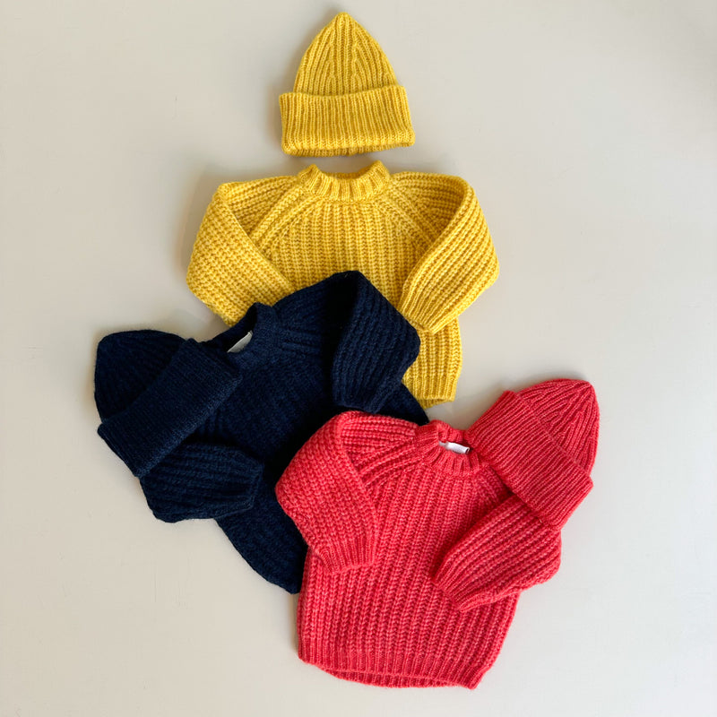 Knitted wool beanie - Yellow