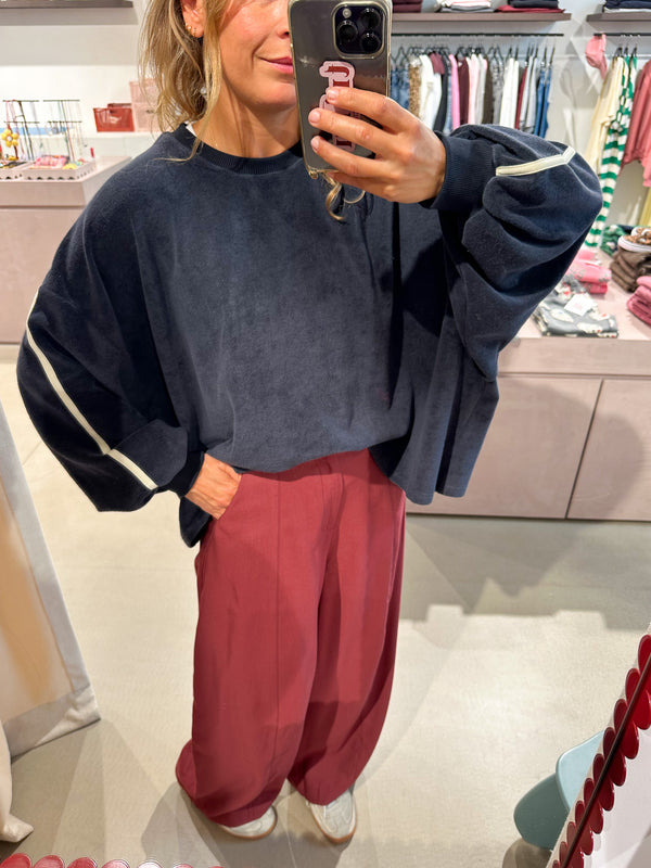 Cécé terry tape sweatshirt women - Midnight blue