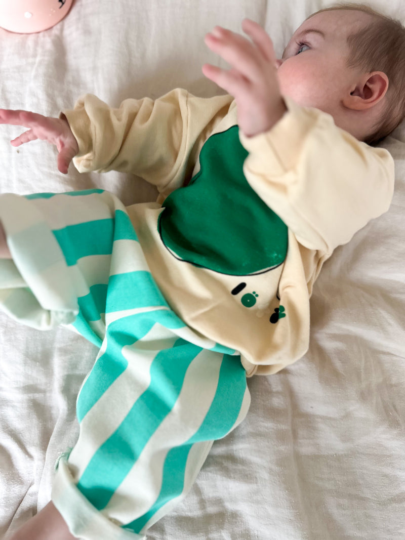 Stripes baby pants - Off white/mint