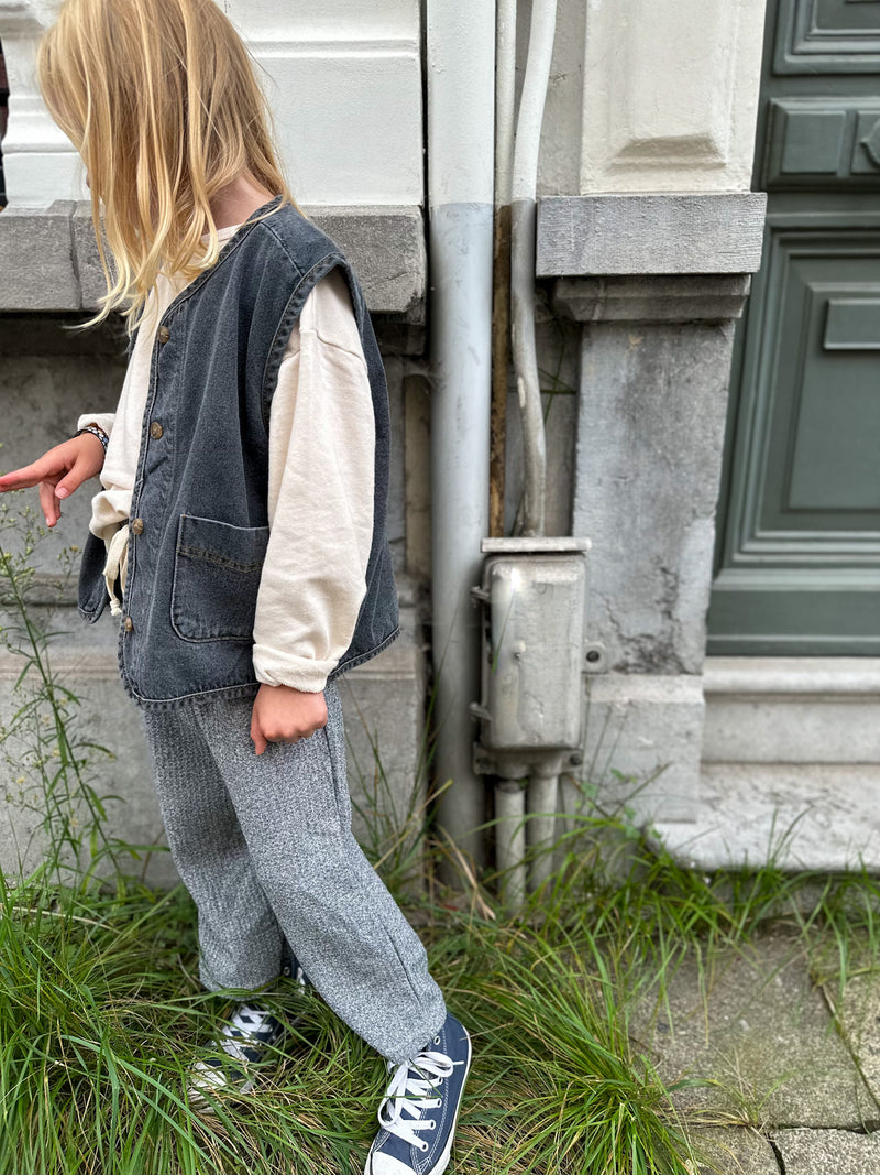 Knitted waffle pants - Grey melange