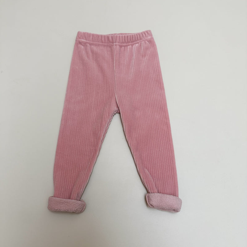 Super soft rib fleeced leggings - Pink