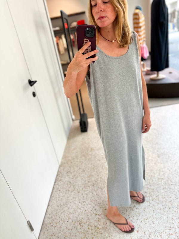 Open back summer dress - Grey melange