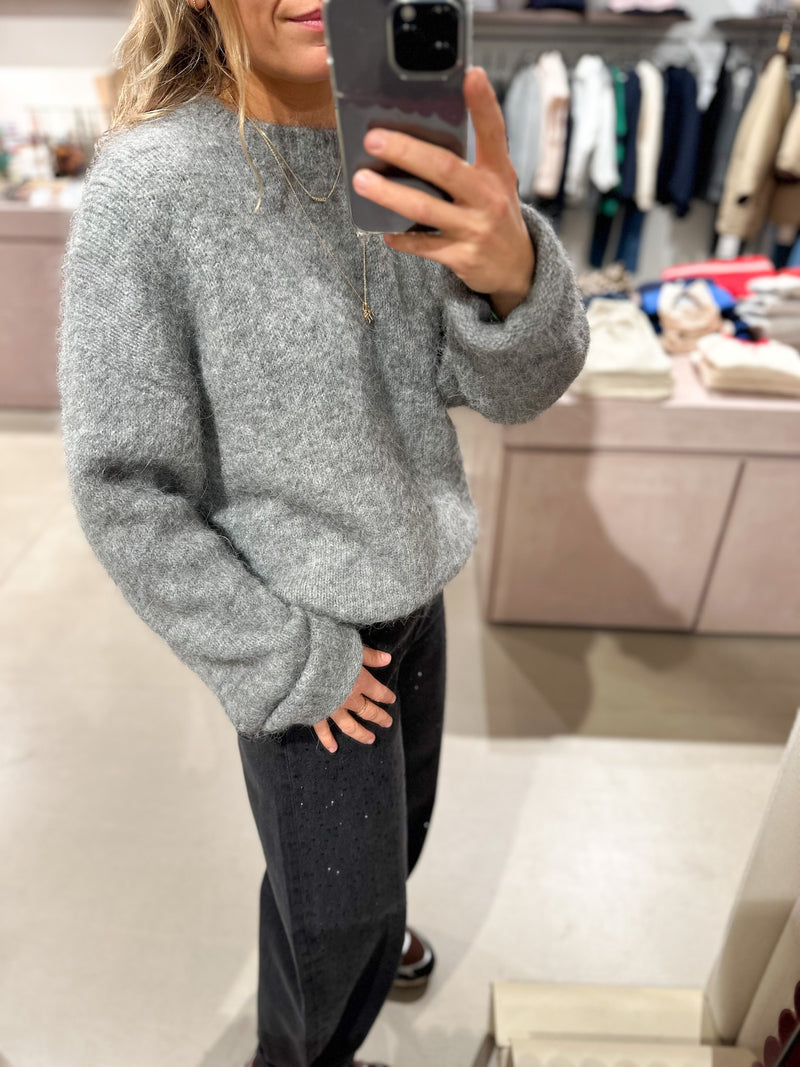 Mohair wool knit jumper - Grey melange