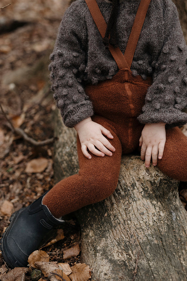 Silly footed teddy warmy cotton tights - Cinnamon