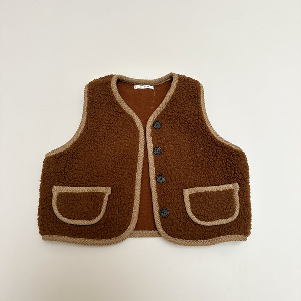 Boucle fleeced piping vest - Brown