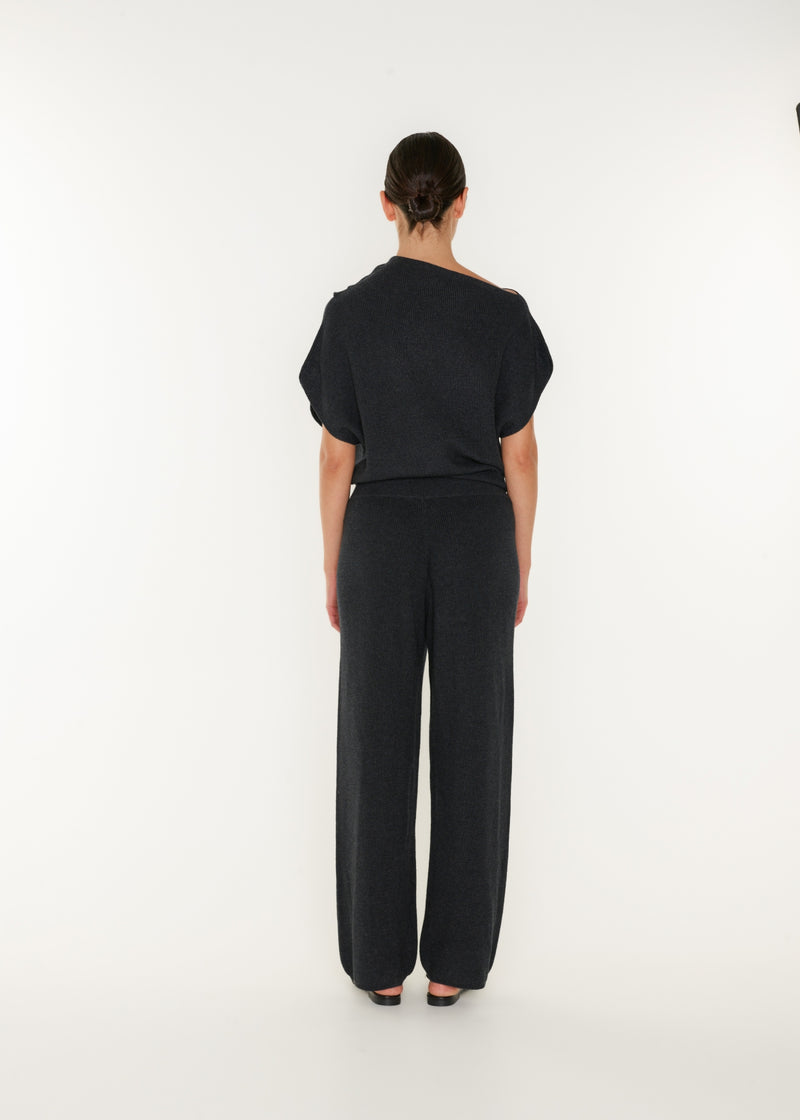 Yarra comfy rib pants - Dark grey