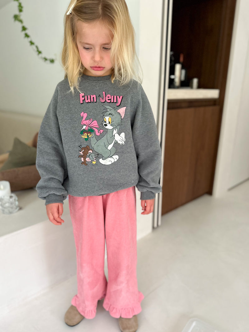 Corduroy frill pants - Pink