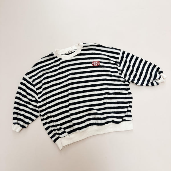 Striped terry sweatshirt - Charcoal/ivory