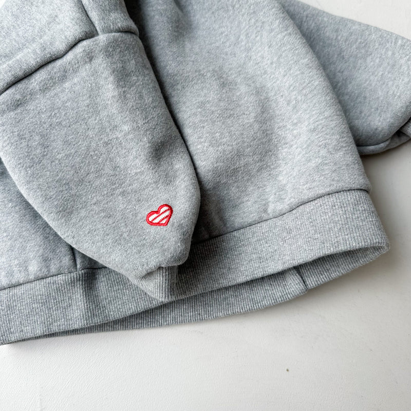 Fleeced mini heart sweater - Grey melange
