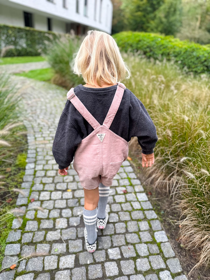 Short corduroy overalls - Old pink