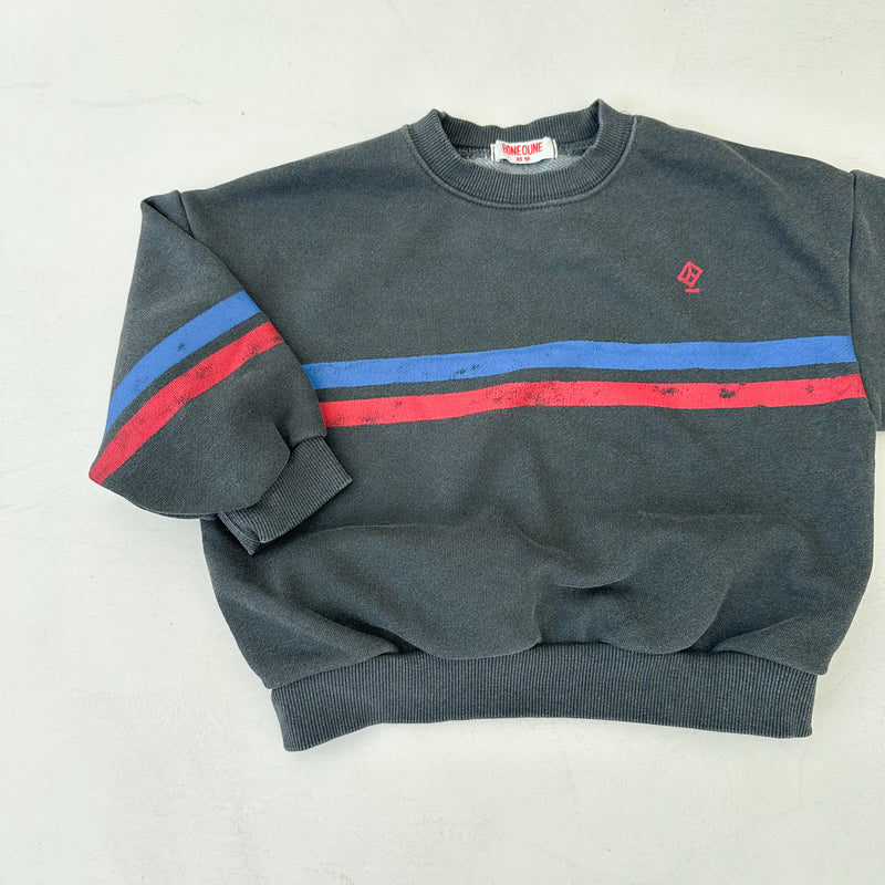 Double stripe pigment sweatshirt - Washed charcoal
