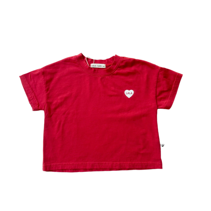 Lala heart tee - Washed red