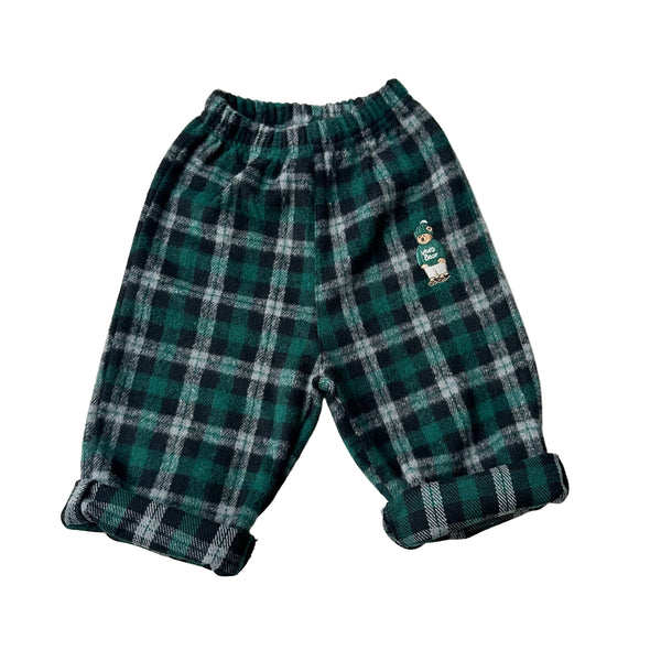 Flannel check bear pants - Pine green