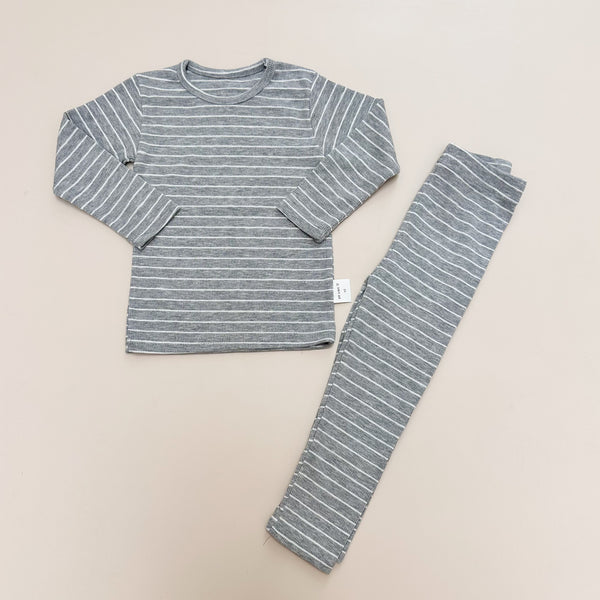 Striped rib PJ - Grey melange