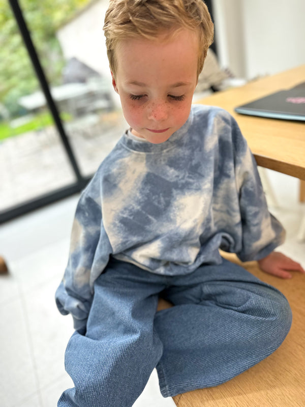 Chunky tie dye sweatshirt - Denim blue