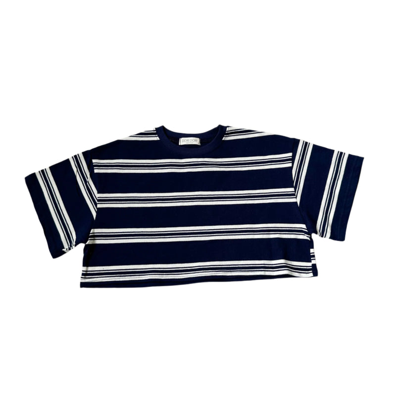 Double stripe cropped tee - Navy