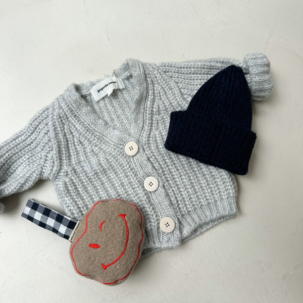 Knitted cardigan - Light grey melange