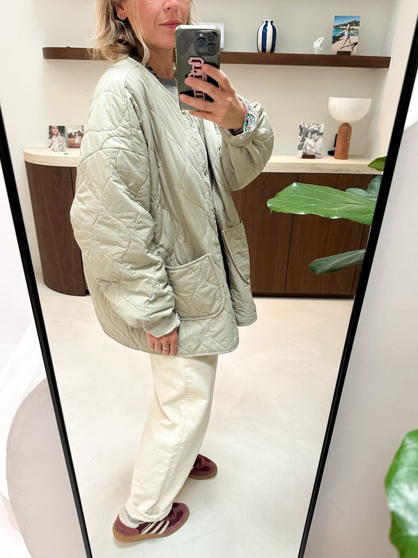 Oversized quilted jacket - Sage