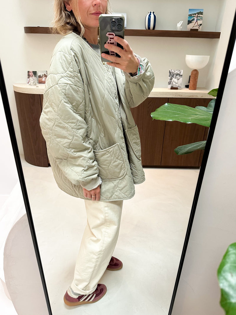 Oversized quilted jacket - Sage