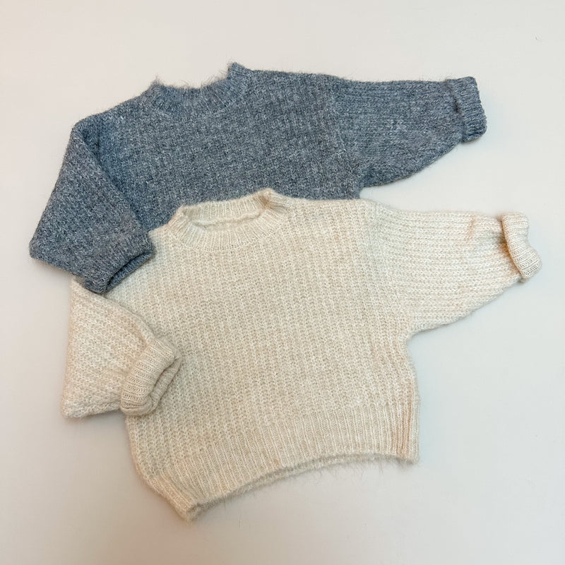 Soft knitted sweater - Grey melange