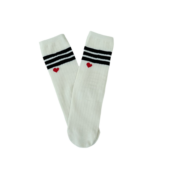 Striped heart socks - Cream