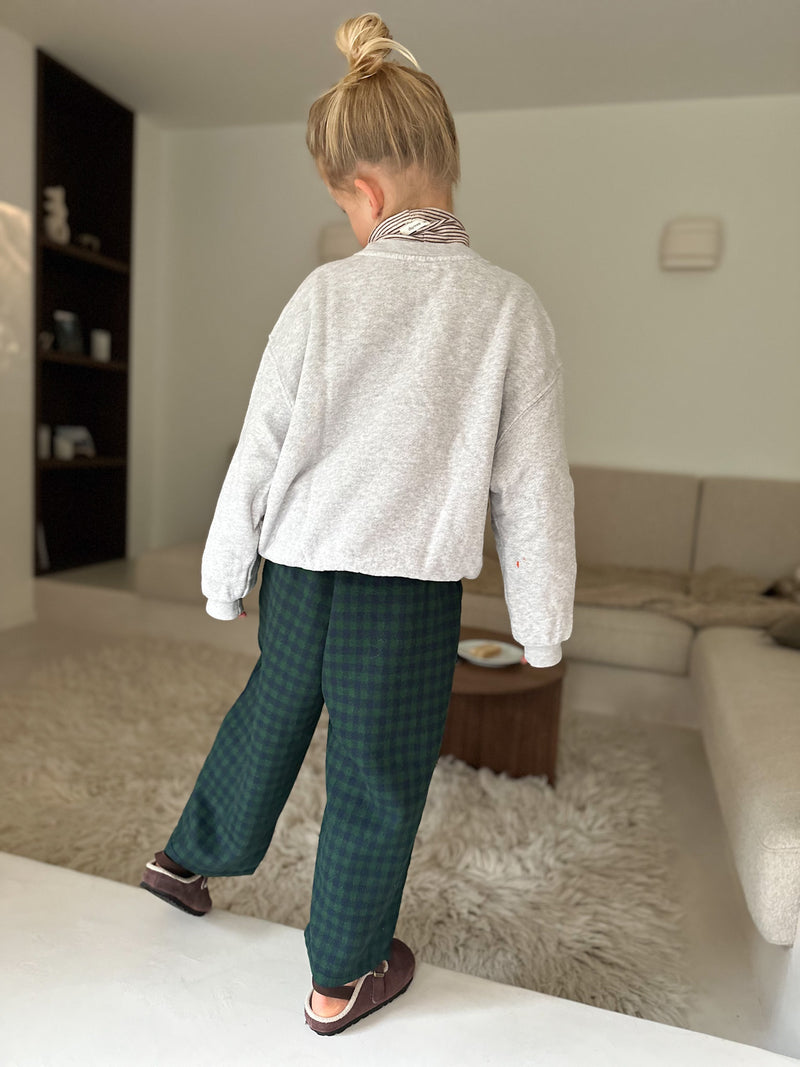 Fleece check pants - Green