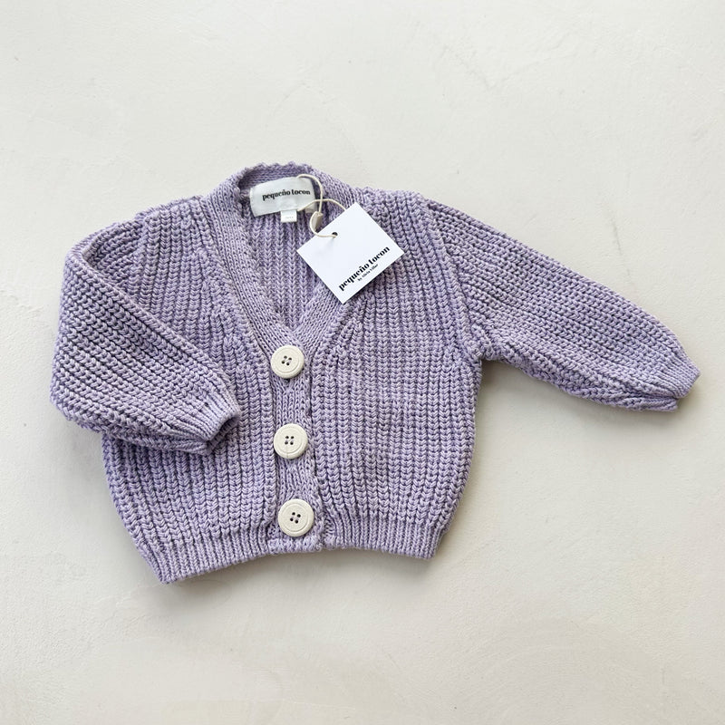 Chunky cotton knitted cardigan - Lilac