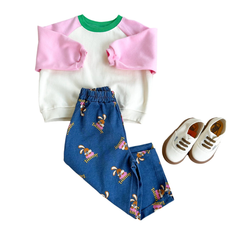 Raglan colorblock sweater -  Candy pink