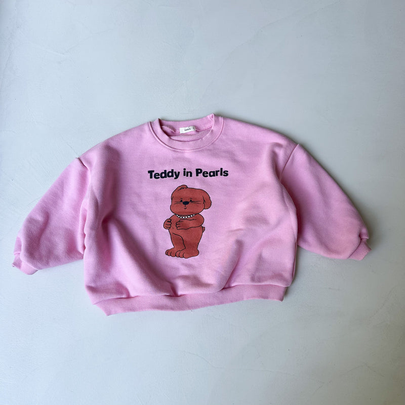 Teddy in pearls sweatshirt - Pink
