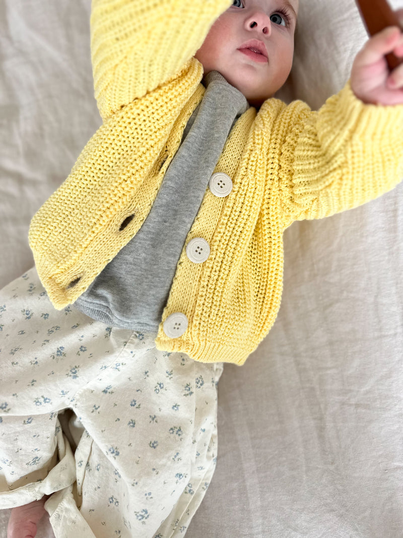 Chunky cotton knitted cardigan - Yellow