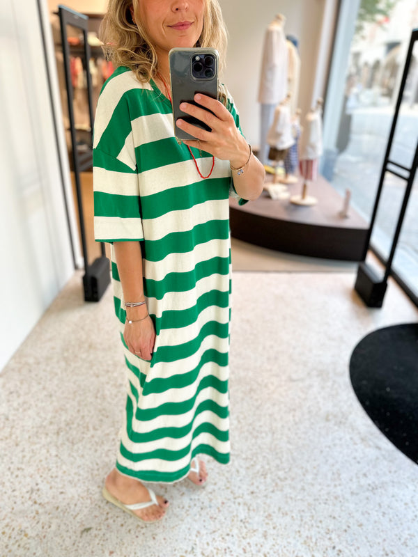 Oversized tee dress - Green stripes