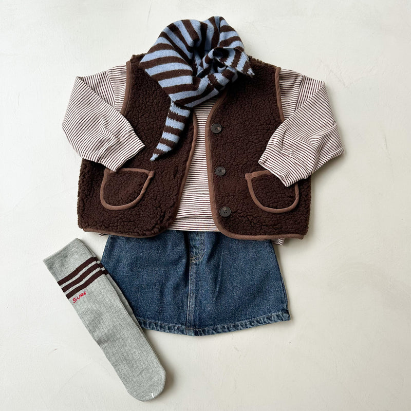 Heart pocket denim skirt - Blue washing