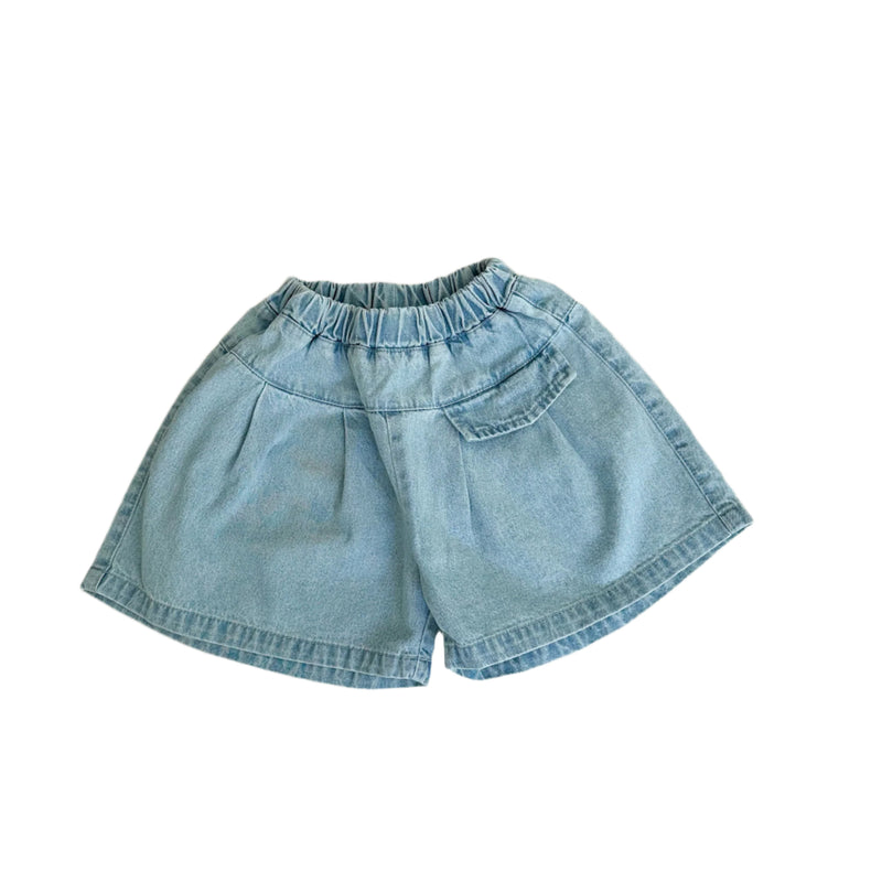 NB wide pocket denim shorts - Light blue