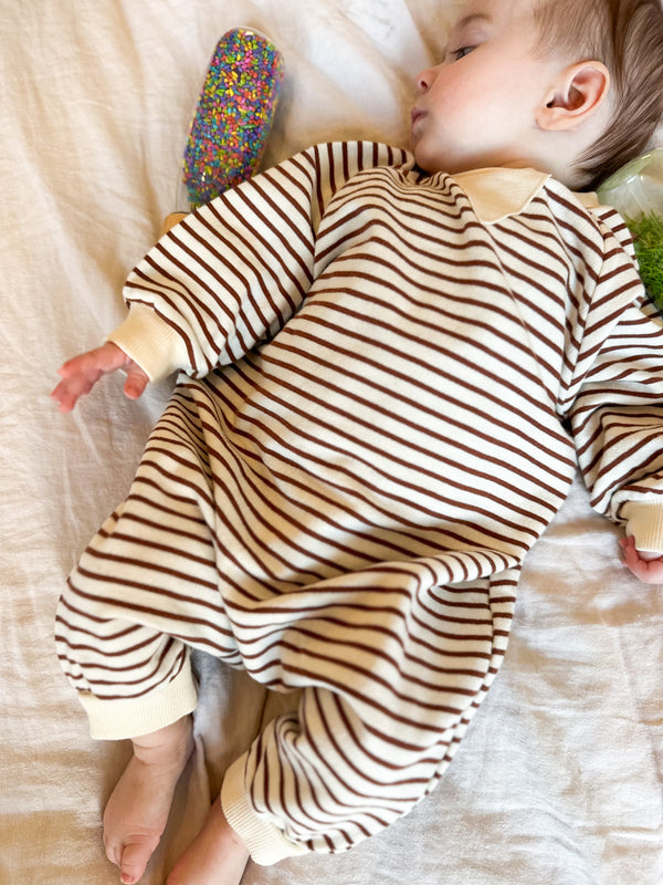 Striped sweater onesie - Chocolate