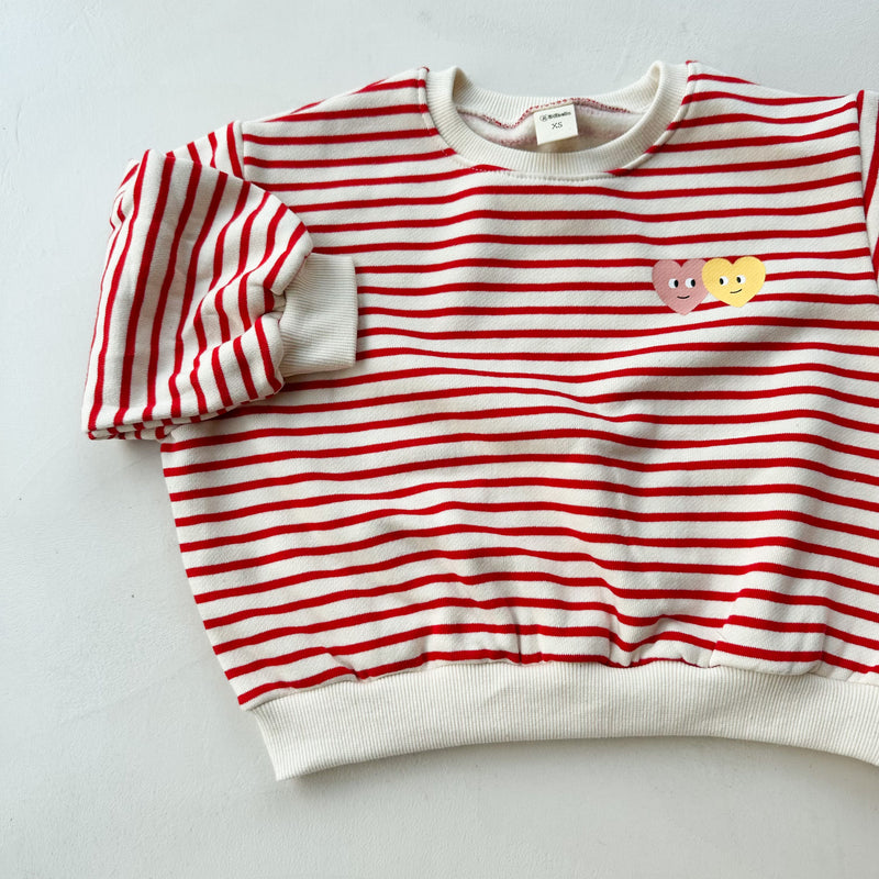 Stripes x hearts sweatshirt - Red