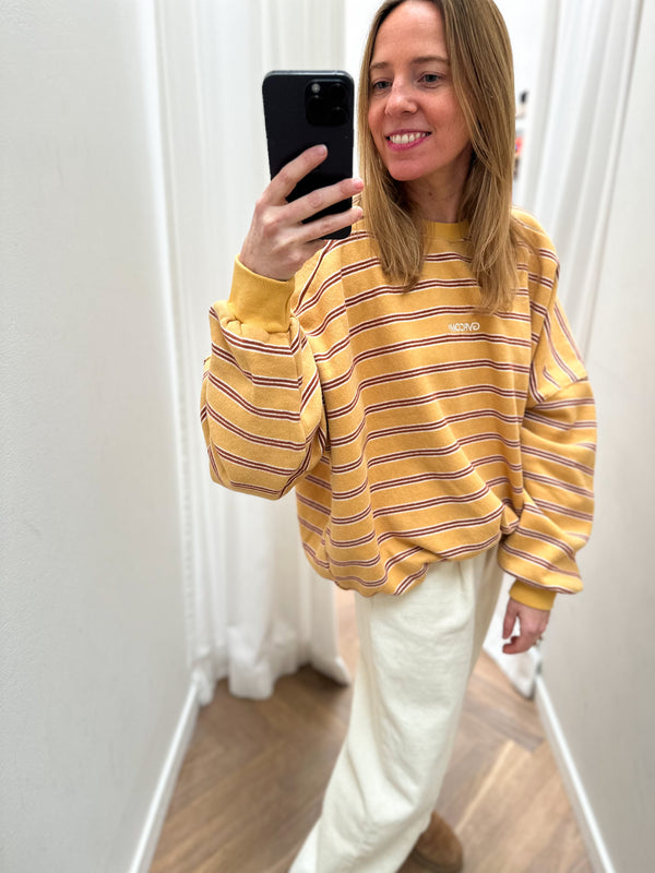 Soft oversized striped sweater - Honey gold