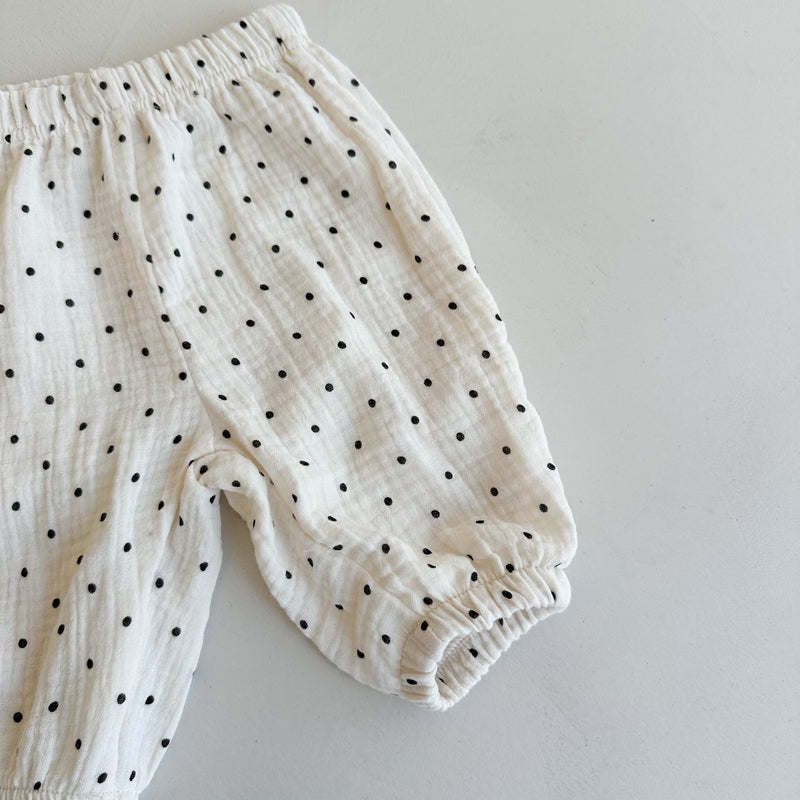 Dot muslin pants - Cream dot