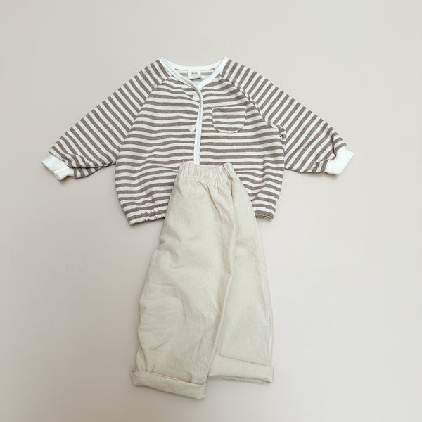 Striped sweater cardigan - Cream/beige