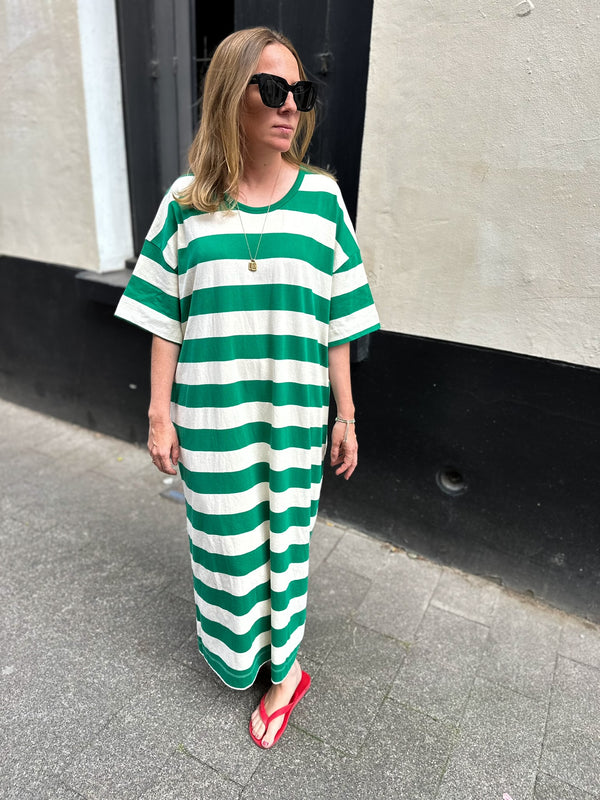 Oversized tee dress - Green stripes