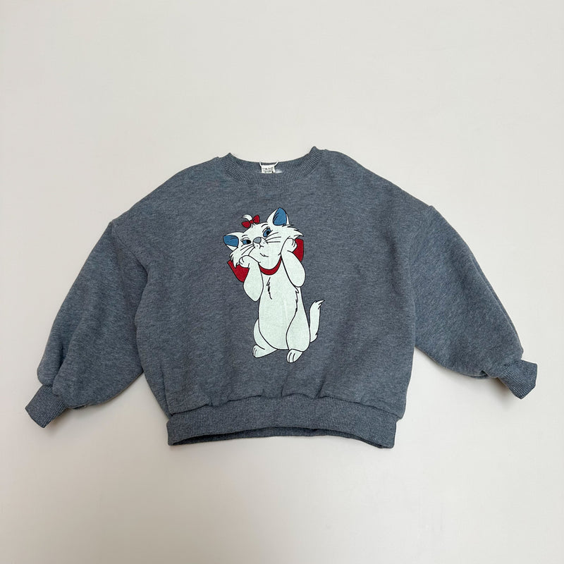 Cats fleeced sweater - Dark grey melange
